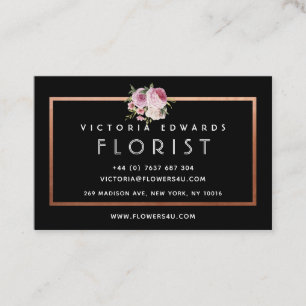 Personifierad rosa guld- blomsterhandlarevisitkort visitkort