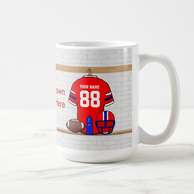 Personifierad rött vitt blått fotboll Jersey Kaffemugg (Höger)