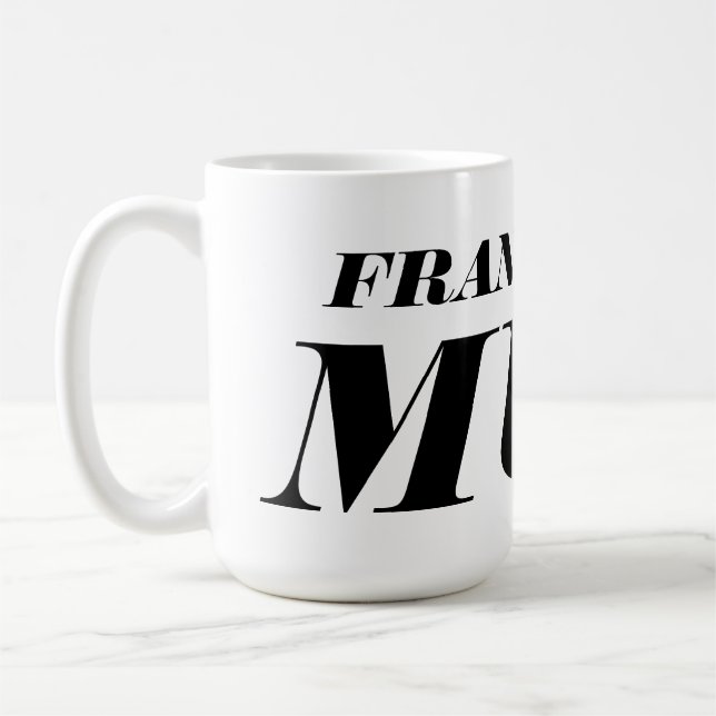 Personifierad stor jätte- mugg för jumboXL-kaffe (Vänster)