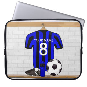 Personifierad svart och blåttfotbollfotboll Jerse Laptop Fodral
