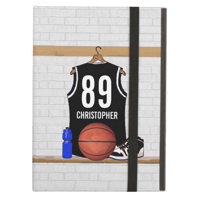 Personifierad svartvit basket Jersey iPad Air Fodral (Framsidan Closed)