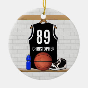Personifierad svartvit basket Jersey Julgransprydnad Keramik