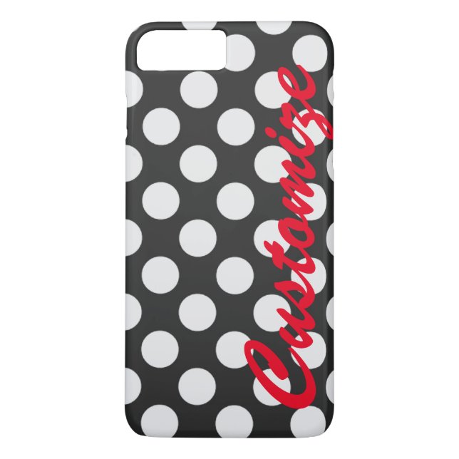 Personifierad svartvit polka dots Case-Mate iPhone skal (Baksida)