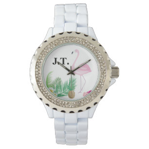 Personifierad tropisk Flamingoklocka Armbandsur