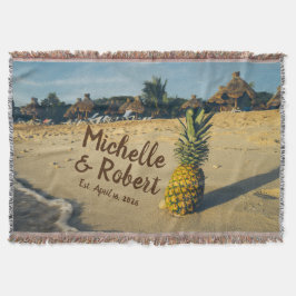 Personifierad tropisk strandbröllopminnessak filt