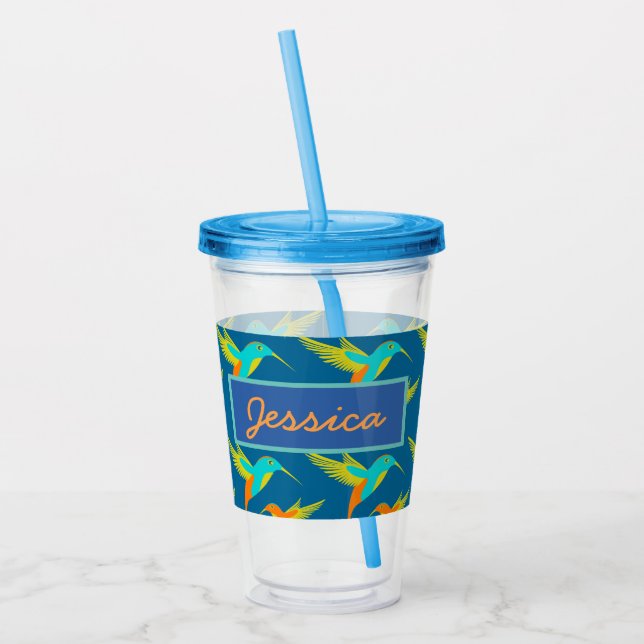 Personifierade eleganta exotiska Hummingbirds Take Away Mugg (Vänster)