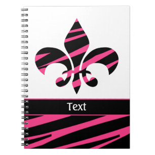 Personifierade flickaktigt Sebra Fleur de Lis Anteckningsbok Med Spiral