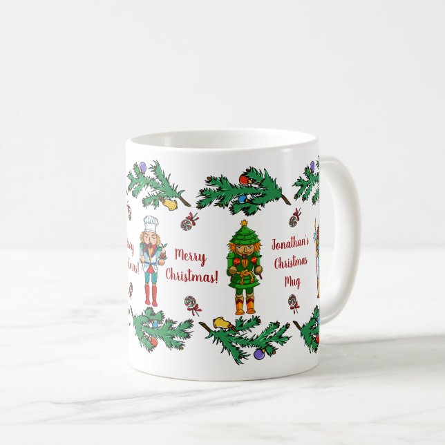 Personifierade kungliga nötknäppare för jul kaffemugg (Framsida höger)