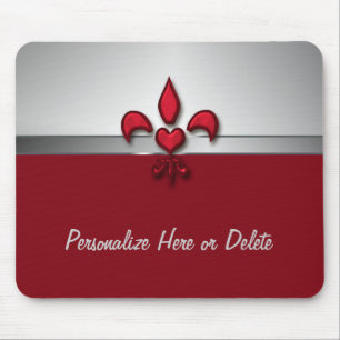Personifierade röda vitgrått Fleur de Lis Hjärt Musmatta