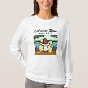 Personifierade två gula Labradors och mamma Long Tee Shirt