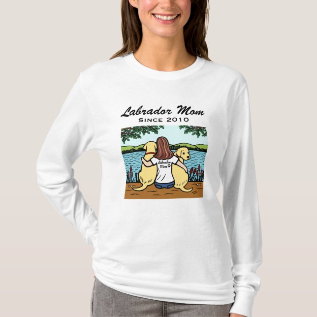 Personifierade två gula Labradors och mamma Long Tee Shirt (Framsida)