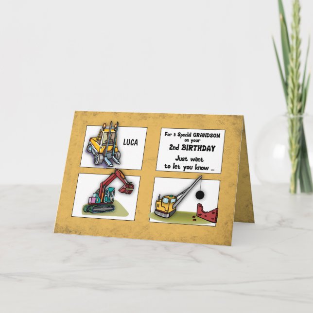 Personifierar den 2nd födelsedagen för sonsonen kort (Framsida)
