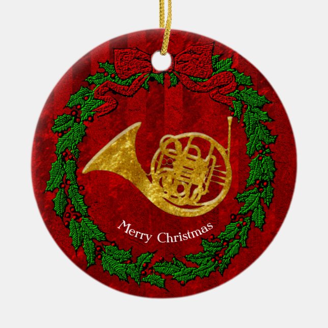 Personifierar den guld- valthornet för den Glass Julgransprydnad Keramik (Framsidan)