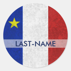 Personifierar det Acadian bedrövad Grunge för Runt Klistermärke