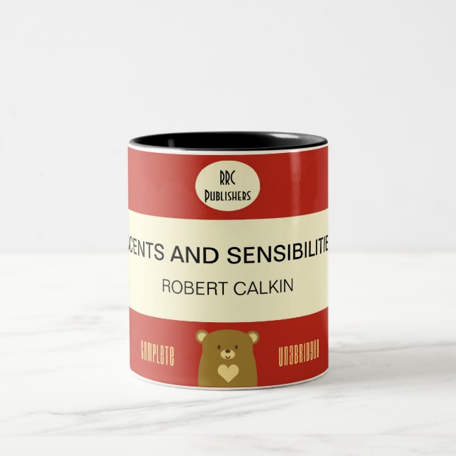 Personifierat bubjörnbokomslag - röd Cranberry Två-Tonad Mugg (Center)