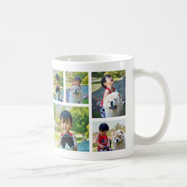 Personifierat fem kaffe för fotoCollage 2-Sided Kaffemugg (Höger)