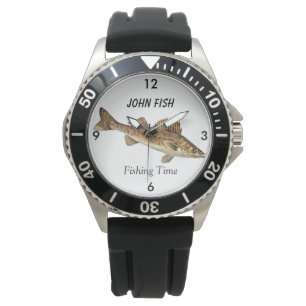 Personifierat "fiske Time" med Walleye Pike Armbandsur