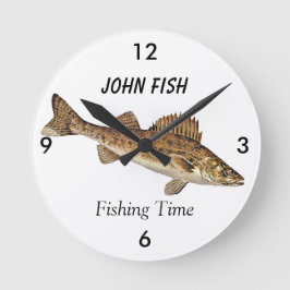 Personifierat "fiske Time" med Walleye Pike Rund Klocka