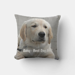 Personifierat guld- Retrieverhundfoto och namn Kudde
