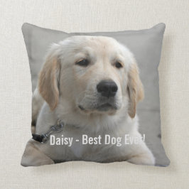Personifierat guld- Retrieverhundfoto och namn Kudde