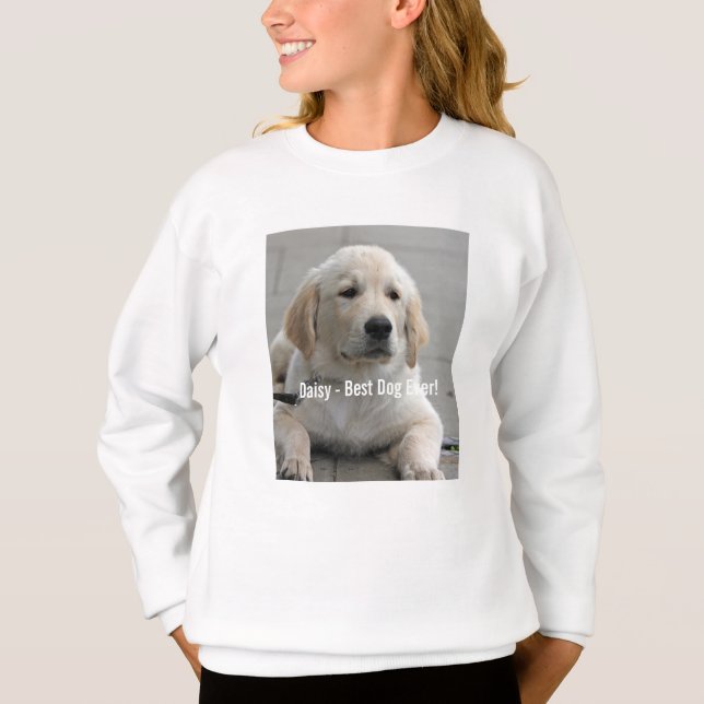 Personifierat guld- Retrieverhundfoto och namn Tröja (Framsida)