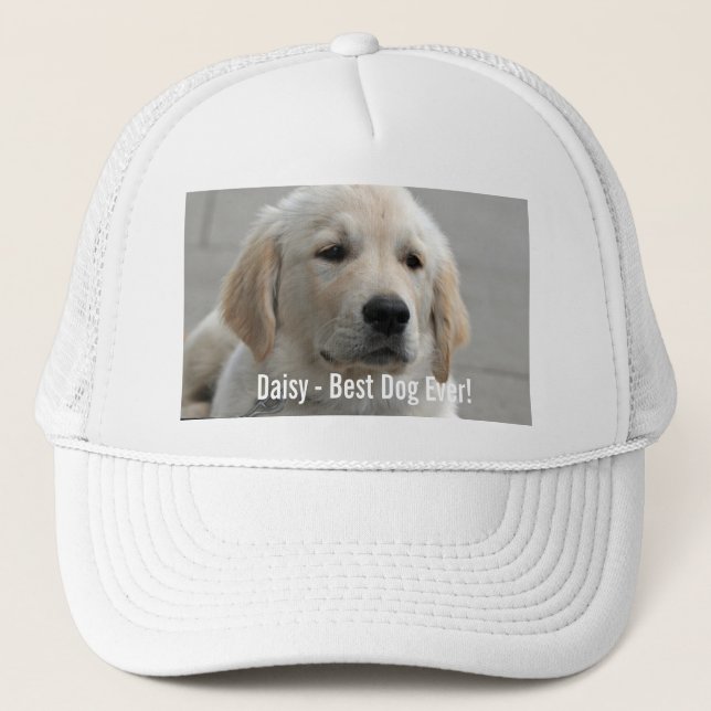 Personifierat guld- Retrieverhundfoto och namn Truckerkeps (Framsida)