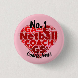 Personifierat lagledareemblem för Netball No.1 Knapp