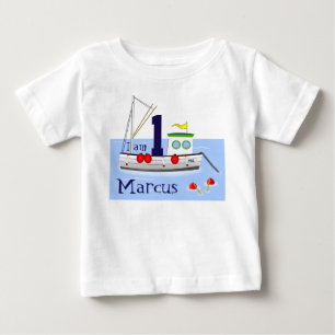 Personifierat "mig förmiddag X" med vitfiskebåte T-shirt