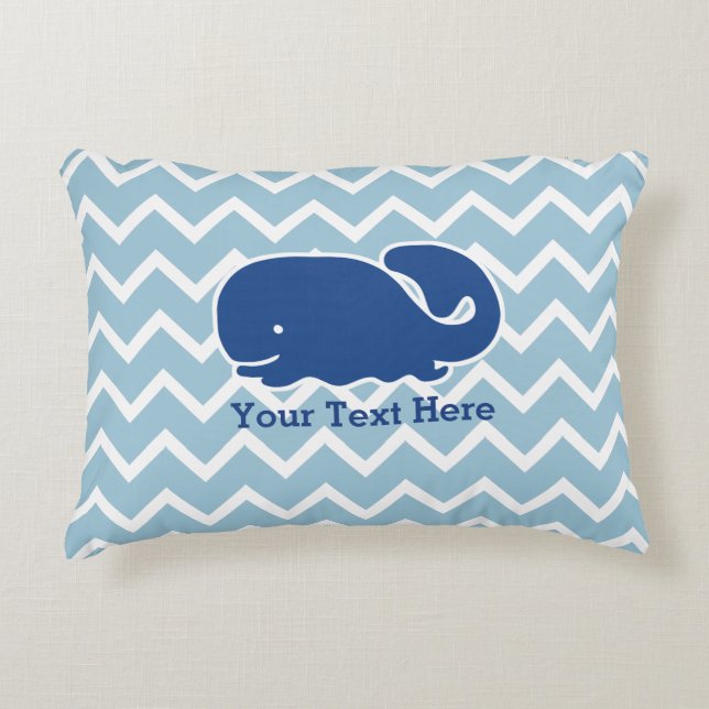 Personifierat nautiskt mönster för blåttvalsparre prydnadskudde (Framsidan)