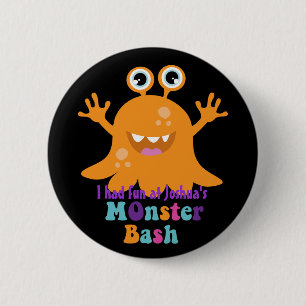 Personifierat partyemblem - orange monster knapp