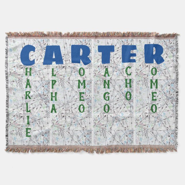 Personifierat Phonetic alfabet för flyg karta Filt (Framsidan)