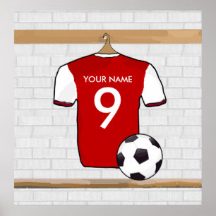 Personifierat rött med vitfotbollfotboll Jersey Poster