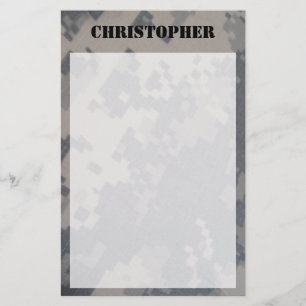 Personifierat stationärt för ACU Camo Brevpapper