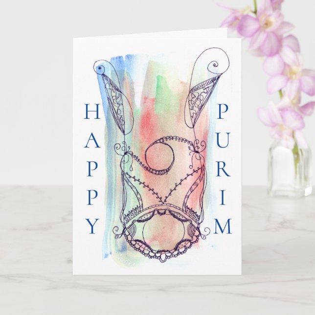 Personizable Abstrakt Megillah for Purim Kort (Orkide)