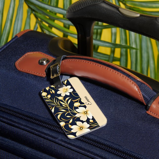 Personized Floral Luggage Tag Bagagebricka (Framsida Insitu 1)