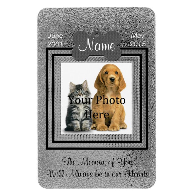 Personkatt eller Hund Memorial Silver Magnet (Vertikal)