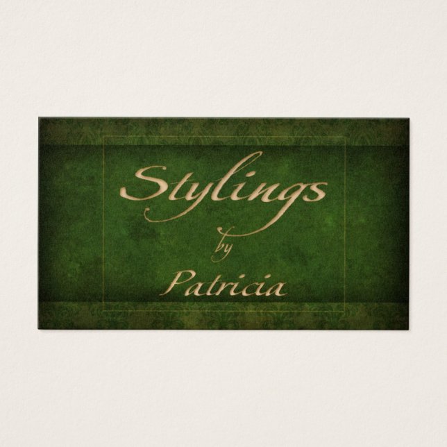 Personkort för grönt Damask Visitkort (Framsidan)