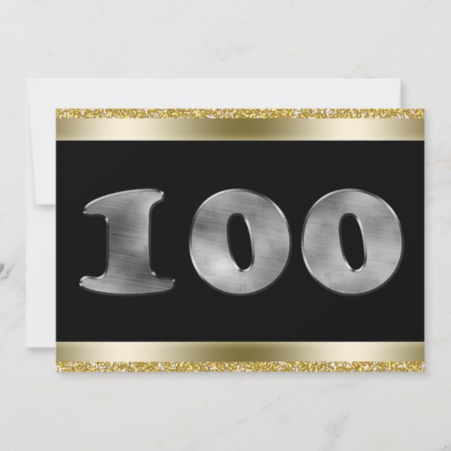 Personlig 100:e födelsedagen Silver nummer 100 Inbjudningar (Framsida)