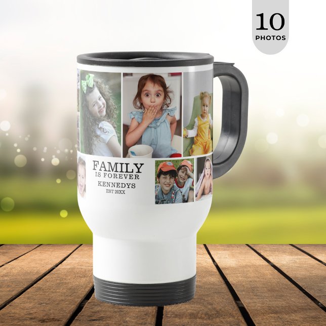 Personlig 10 Photo Collage Family är för evigt Resemugg (Skapare uppladdad)