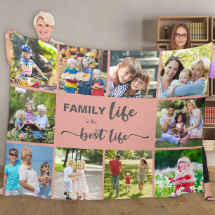 Personlig 10 Rosa i Photo Collage Family Life Fleecefilt