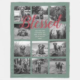 Personlig 11 Fotokollage BLESSED Dusty-Grönt Fleecefilt