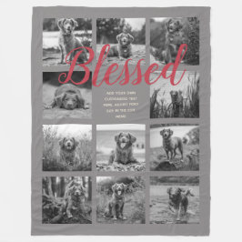 Personlig 11 Fotokollage BLESSED Grått Fleecefilt