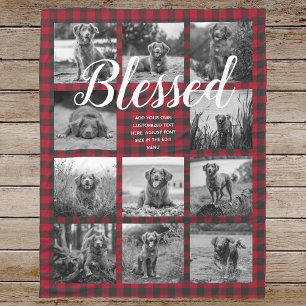 Personlig 11 Fotokollage BLESSED Red Play Fleecefilt