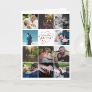 Personlig 11 Fotokollage Fars dag-kort Kort
