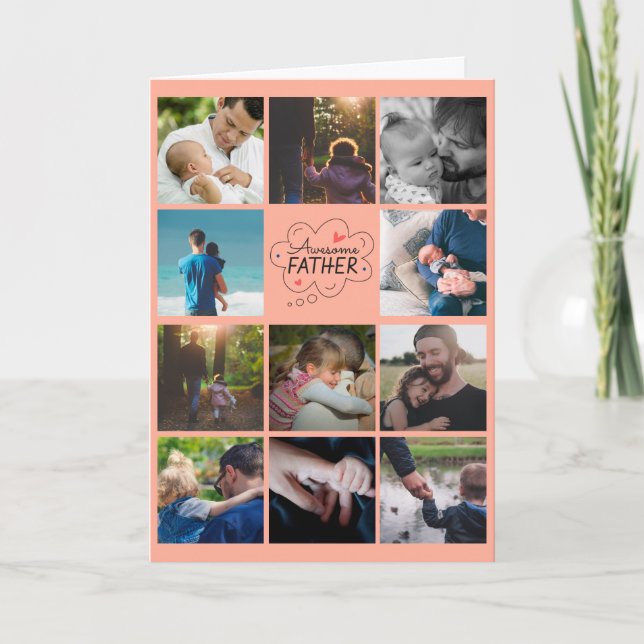 Personlig 11 Fotokollage Fars dag-kort Kort (Framsida)