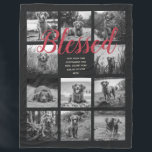 Personlig 11 Photo Collage BLESSED Black Fleecefilt<br><div class="desc">Personligens fotofilt i julklapp med Helgdag "Blad" i handskrivet skript i röd chic har en svart bakgrund som kan ändras till valfri färg, lägger bara till 11 foton som du vill och din egen personlig i handskrivet skript i chic, kalligrafi och modern snyggt. Gör en underbar keepsaksgåva till dig själv,...</div>