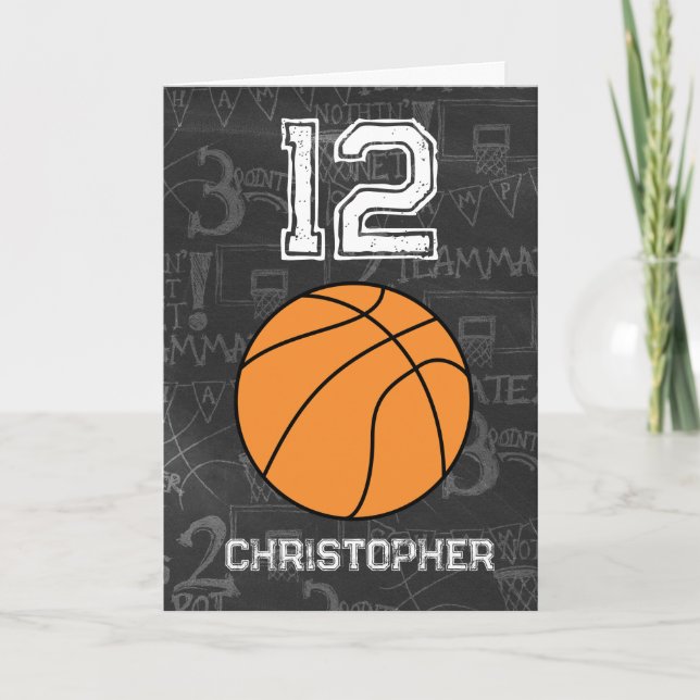 Personlig 12:e Birthday Basketball Kort (Framsida)