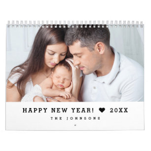 Personlig 12 månaders anpassad familjefoto kalender