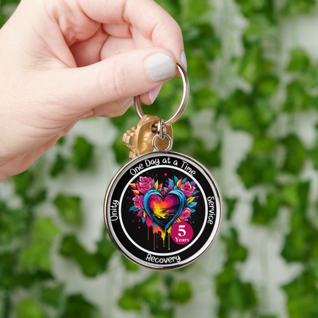 Personlig 12-stegs milstolpe rund silverfärgad nyckelring (Hand)