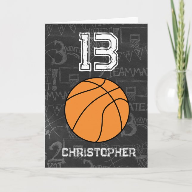 Personlig 13:e födelsedagsbasket kort (Framsida)